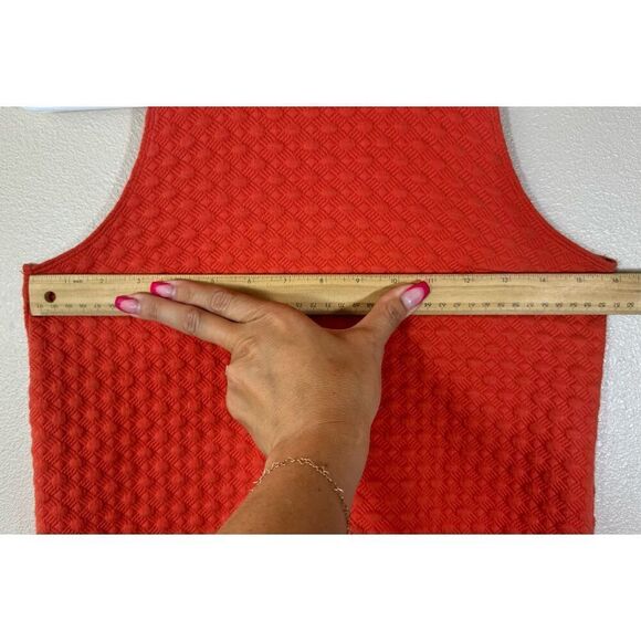 Abercrombie & Fitch Retro Textured Mock Neck Drop Waist Tangerine Mini Dress XS - Picture 9 of 10